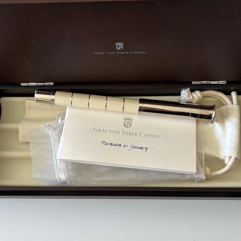 Graf Von Faber-Castell Luxury Ballpoint Pen With Ivory Resin and Chrome - Picture 2 of 10